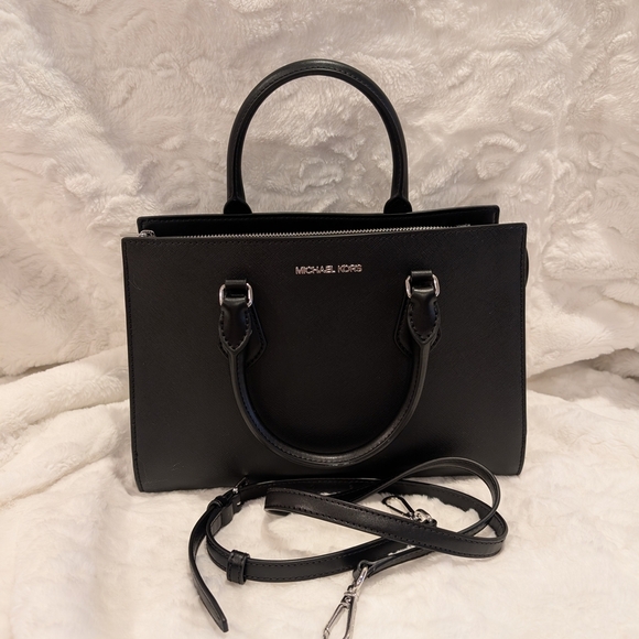 Michael Kors Black Saffiano Leather Satchel bag & Wallet Set Crossbody Strap - Picture 7 of 16